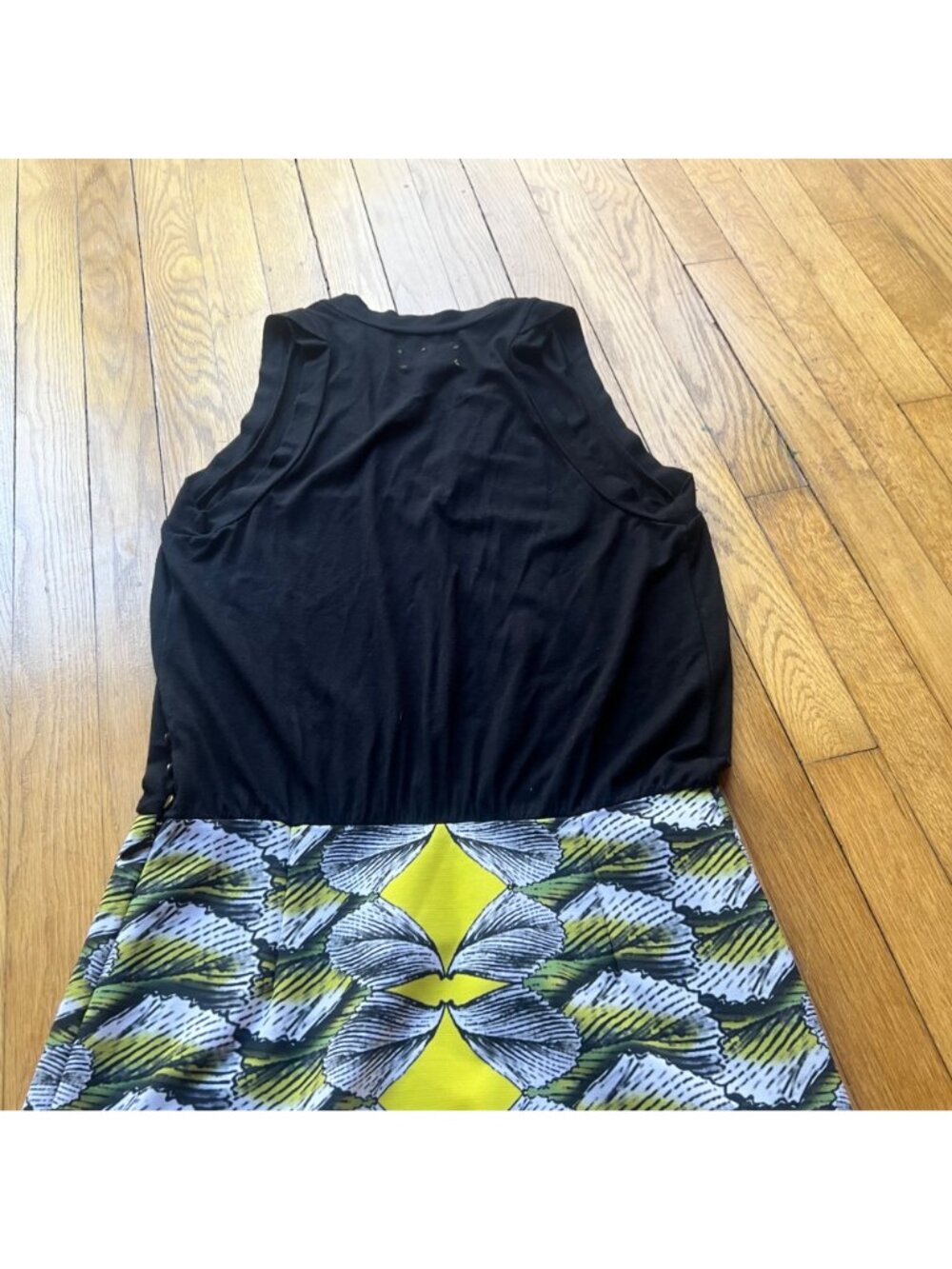 ARTELIER Nicole Miller Size 8 Black Yellow White Geometric Blouson Pencil Dress - Picture 13 of 13